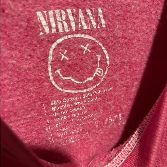 NIRVANA Pink Smiley Face Sweatshirt - Picture 2 of 5